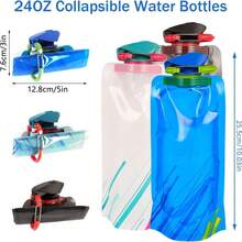 1 pieza Botella de agua plegable para viaje - Bolsa de agua plegable con tapa a prueba de fugas, portátil y reutilizable para senderismo, deportes, camping, ciclismo