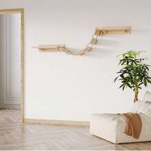 Wooden Cat Bridge, Cat Climbing Wall, For DIY Catwalk, Cat Hammock And Cat Wall For Most Kittens, Medium And Large Cats, 32.5 * 15.5 * 85 Cm - 原木色 - 查看 1