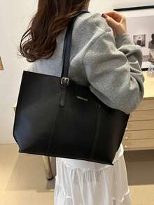 2 件/套时尚休闲大容量字母印花 PU 手提包和钱包，适合女性购物、通勤、旅行和日常使用 - 彩色 - 查看 8