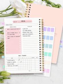 Trees Weekly Planner Notebook Undated Daily Schedule Agenda Sprial Goals Planner With Habit Tracker For Women Teacher Appreciation Gifts - Pink - View 3