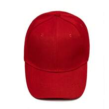 1pc Solid Color Casual Adjustable Baseball Cap, Suitable For Men And Women, Random Brim Line Quantity - Red - View 2