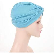Chemo Sleep Turban Headwear Scarf Hat For Cancer Patient Hair Losshalloween - Lake Blue - View 10
