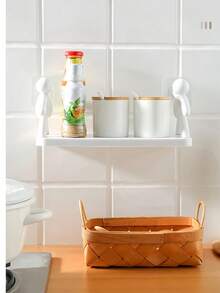 1 件迷你公仔收纳架、浴室/厨房收纳架、家用粘性壁挂支架，无需钻孔