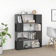 Bücherregal Raumteiler Hochglanz-Grau 100x24x124 cm - Grau - Übersicht 2