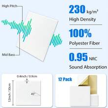 12/24pcs Acoustic Wall Panel Tiles Studio Sound Proofing Insulation Self Adhesive - 白色 - 查看 4