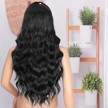 26In Long Black Wigs For Women Long Wavy Middle Part Wig Synthetic Hair For Women's Daily And Party Use