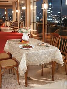 1 件双层面料、刺绣、水溶性蕾丝、金色亮片、高端优雅桌布、桌垫、餐垫、野餐垫、厨房、餐桌、书桌、咖啡桌、梳妆台、装饰、家居装饰的礼物，适用于客厅、咖啡桌、卧室、庭院、室内和室外、别墅、派对、户外家具、露营、节日、聚会、橱柜、家庭聚会、节日装饰、派对和婚礼装饰，提供各种桌布尺寸 - 彩色 - 查看 8