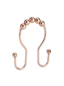 12pcs Stainless Steel Black Shower Curtain Hooks, Rust-Proof Curtain Rings, Smooth And Anti-Drop Double Curtain Rings. Electroplated To Prevent Rust And Corrosion, Suitable For Bathroom Environment. - Multicolor - View 17