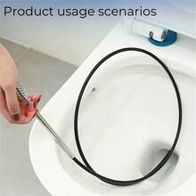 1pc 60cm Manual Drain Cleaner Tool - Soft Metal & Plastic Hair Clog Remover For Shower, Kitchen Sink, Bathroom Tub Pipes, Flexible Cable With Red Handle, No Battery Required, Metal Appearance With Plastic Components Kitchen Items Kitchen Accessories Kitchen Tools - Multicolor - View 7