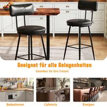 Rosahqnda Lot de 2 tabourets de bar, chaises de cuisine, assise rembourrée, revêtement , style classique et moderne du milieu du siècle, hauteur 65 cm, pour cuisine, salle à manger, bar, noir - Noir-2 pièces - Voir 9