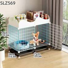 Indoor Dog Cage With Separate Litter Box For Small/Medium Dogs, Corgi & Teddy Pet Dog Kennel Fence - Multicolor - View 5