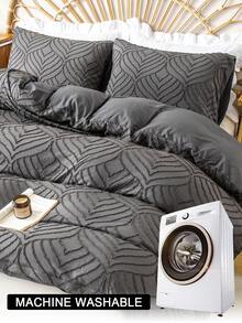 1pc/2pcs/4pcs Cozy Tufted Microfiber Pillow Cover Set (Pillow Inner Not Included), Soft & Comfortable, Suitable For All Seasons Christmas Gift - Dark Grey - View 6