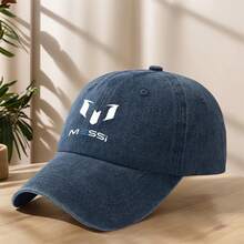 MAKEFGE MESSI Logo Baseball Cap - Vintage Washed Look, Soft & Comfortable, Breathable Sweat-Absorbent Hat For Outdoor Sports, Adjustable Fit For Men & Women, Black With White Embroidery, Lightweight Polyester, Spring/Summer Fashion Accessory, Adjustable Baseball Cap| Stylish Headgear| Polyester Cap, Baseball Hat - màu đen - Xem 7