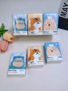 9pcs/Pack Colorful Cat Print Natural Woodpulp Handkerchief Tissues, Suitable For Daily Life Cleaning,Kitchen,Bathroom,Home,Household Supplies