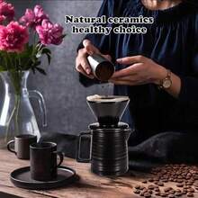 Pour Over Coffee Maker 17oz Pour Over Coffee Dripper Ceramic Retain Heat With 50PCS Paper Coffee Filter For Father's Day Christmas Reusable Drip Coffee Maker For Cafe Restaurant Home Camping - MatteBlack - View 7