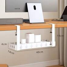 Under Desk Cable Management Tray, Extendable 11.2" To 21.6" Cable Management Under Desk Tray, No Drill With Clamp For Home Office