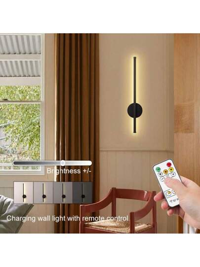 USB Rechargeable Wand Verlichting Black/Gold, 50/80cm, Touch Switch, Remote Control, Dimmable, Timer Infrared Sensor, No Wiring, Aluminum Lampshade, Battery Ideal Bedroom, Living Room, Staircase