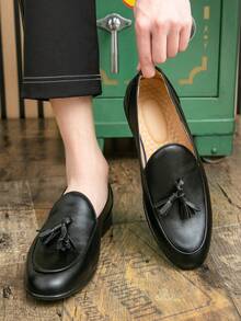 男士休闲乐福鞋时尚一脚蹬皮鞋发型师正装鞋大码四季正装鞋正式/商务正装