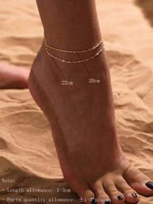 简约双层珠饰脚链，时尚百搭性感派对海滩度假休闲装，理想礼物