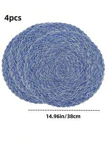 Round Woven Placemats 15 Inch Set Of 4 Bohemian Woven Washable Kitchen Table Placemats For Family Gatherings, Wedding Parties