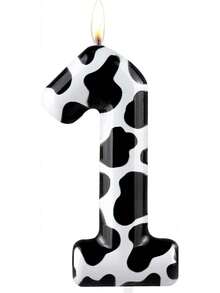 Black & White Cow Spot Print Numbered 0-9 Birthday Animal Theme Anniversary Celebration Party Cake Decorative Candles - Multicolor - View 10