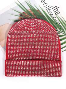 1pc Fully Rhinestone Embellished Versatile Ins Style Autumn/Winter Korean Fashion Bling Bling Beanie Hat, Warm Ear Protection, Suitable For Daily Wear And Parties, Unisex