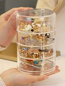 1 szt. Przezroczyste i obrotowe wielofunkcyjne, wielowarstwowe pudełko na biżuterię, obrączkę do włosów, kolczyki, do przechowywania paznokci do użytku domowego, może również przechowywać różne kolory połamanych kryształków do zdobienia paznokci, pudełko na biżuterię, woreczek, uchwyt na pędzle do makijażu, organizer na perfumy, torebka