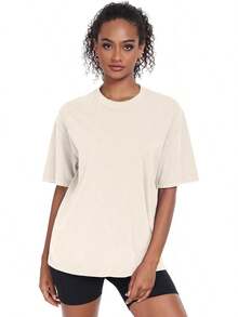 Womens Washed Vintage Oversized T-Shirt Casual Baggy Streetwear Boyfriend Tee Workout Short Sleeve Cotton Tops - 粉紅色+米色+黑色 - 查看 7