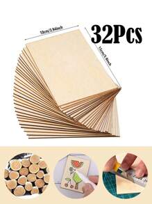 1-32pcs Unfinished Plywood Craft Boards - Measuring 5.91 Inches X 3.94 Inches 2 Mm Thick Compatible With Laser Cutting, Engraving, And Wood Burning - Multifunctional Plywood Sheets Measuring 5.91 Inches X 3.94 Inches And 2 Mm Thick.