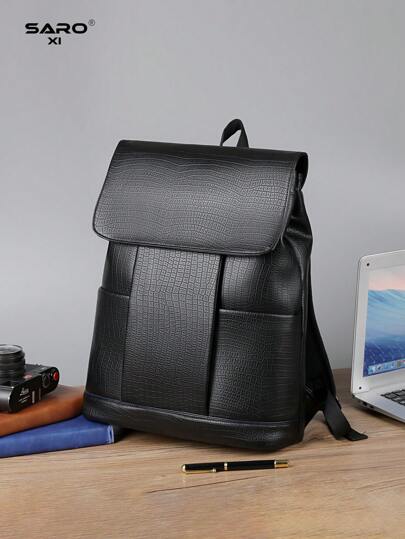 saroxi Men's Casual Fashion Travel Backpack, Flip-Cover, Lightweight, Portable, Suitable For Travel, Camping, Hiking, School, Student, Youth, Campus, Essential Gift University Bag