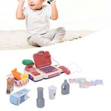 Simulación de juguete de caja de efectivo multifuncional Play Cashier Toy con micrófono - Rojo y blanco - Ver 3