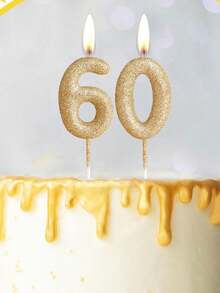 Velas decorativas con números del 0 al 9 en color dorado champán con brillo para fiestas de cumpleaños, aniversarios y bodas - champán dorado - Ver 1