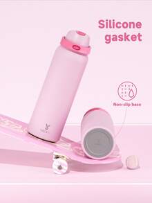 Meoky 40oz Vacuum Insulated Water Bottle with 2-in-1 Straw and Spout Lid, Insulated Cup, Keep Cold 24H, Leak-Proof, Fits in Car Cup Holder, Stainless Steel Tumbler for Sports, Travel, and School - 淺粉 - 查看 8