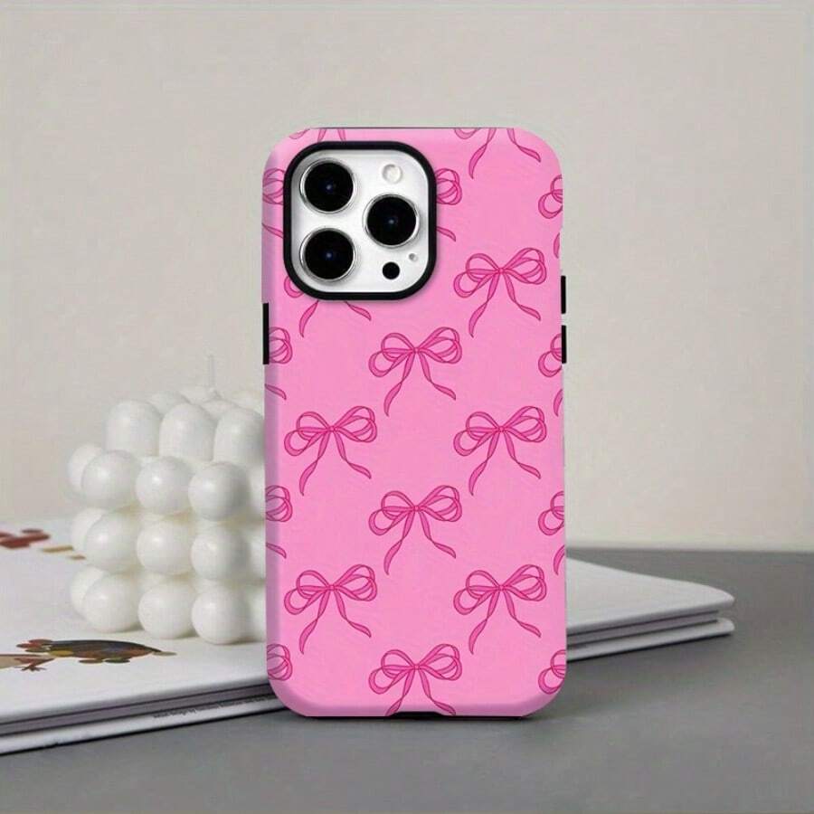 Pink Bow Pattern Film Phone Case Frosted For IPhone 17 Air/16/15/14/13/12 Pro Max 14 15 16 17 Plus 11 Thickened Double-Layer 2-In-1 Drop-Proof Protective Case. Glossy For Samsung S21 S22 S23 S24 S25 PLUS/ULTRA/FE/EDGE A71 A56 A55 A54 A53 A52 A36 A34 A06 A13 A14 A15 A16 A23 A25 A26 Anti-Yellowing And Bright Colors - 黑色 - 查看 1