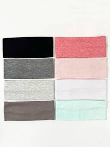 8pcs/Set Solid Color Breathable Moisture-Wicking Sports Headbands, Suitable For Gym, Workouts, Running, And Daily Wear Hair Band Turban Headband Sweatband, Hairband Fall Winter Hair Accessories For Women For Vacation Outfits Woman Elegant Scarf Women Bandanas Soft Headwrap