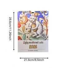 2026 Medieval Cat Calendar - Medieval - Ugly Medieval Cats - Vintage Gothic Hanging Wall Calendar With Monthly Tabs - Home Office Decor - Birthday Gift For Cat Lovers - Functional & Decorative Timekeeper Christmas Decorations Winter Room Decor
