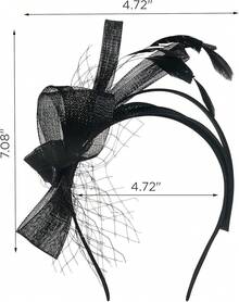 Fascinators Hats Women,Tea Party Fascinator Hair Clip With Feathers Wedding,Derby Hats Headbands - Ha9461-黑色 - 查看 3