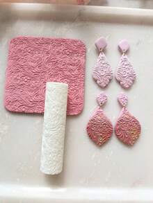 Polymer Clay & Ceramic Texture Roller, Geometric Minimalist Embossing Roller, Rose Branch, Retro Pattern, Chrysanthemum, Baroque European Classical Pattern, Embossed Ceramic Texture Roller For Jewelry Making, Compatible With Polymer Clay Cutter - Texture Roller - View 5