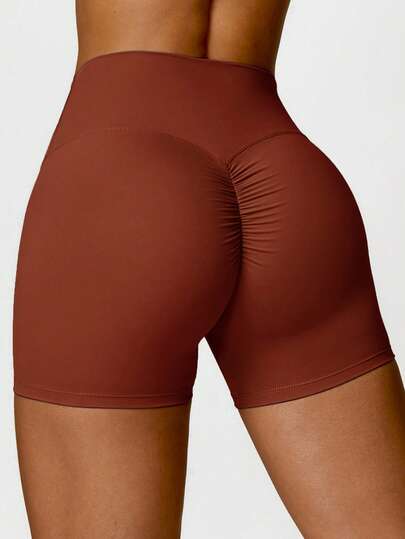 MASKERT Women's Fitness Shorts, Yoga Pants, Running Sports Pants, High Elasticity Sports Pants, Pleated And Hip Lifting Pants