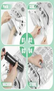 Vacuum Seal Bags For Clothing- 20 Pack 4 Sized Vacuum Storage Bags With Hand Pump, Space Saver Organisers For Travel Luggage Clothes Blankets Comforters (4Jumbo,4L4M8S) - 顏色D - 查看 4