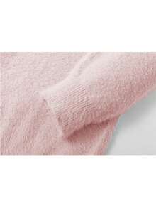 1pc Women Fleece Round Neck Dropped Shoulder Long Sleeve Sweater,Ins Style,Soft And Skin-Friendly,Casual Home Style,Home Wear,Comfortable,For Daily Wear,Going Out,Autumn/Winter