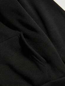 Comfortable Sweatshirt With I Love Ramen Print - Black - View 4