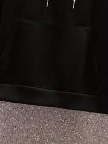 YUANXING Men's Black Casual Hoodie - "Hennything Is Possible" Retro Lettering Graphic, Long Sleeves With  Pockets, Adjustable Drawstring Collar - Perfect For Fall/Winter, Gift For Boyfriend Or Friend