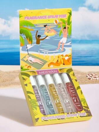 PAORPEVM 1 Beach Digital Fragrance Spray Set With 5 Different Scents | Long-Lasting, Naturally Fresh And Enchanting Portable Air Freshener Spray, Perfect For Parties | Get-Togethers | Birthday Gift For Girlfriend