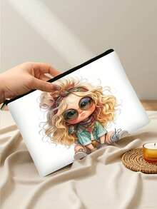 带有可爱小女孩图案的双面化妆包、旅行洗漱用品收纳袋、家用钱包铅笔袋、学校学生收纳袋文具袋、教师组织者礼物印花收纳袋、小女孩最喜欢的旅行包、礼物朋友家人女性和小女孩最喜欢的化妆品收纳袋、旅行旅行包杂物收纳袋、零钱化妆品眼镜收纳袋