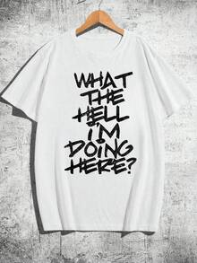 Men's Casual Short Sleeve Crew Neck T-Shirt, Creative Printed Design, Simple Design, Woven Process - White 5 - View 2