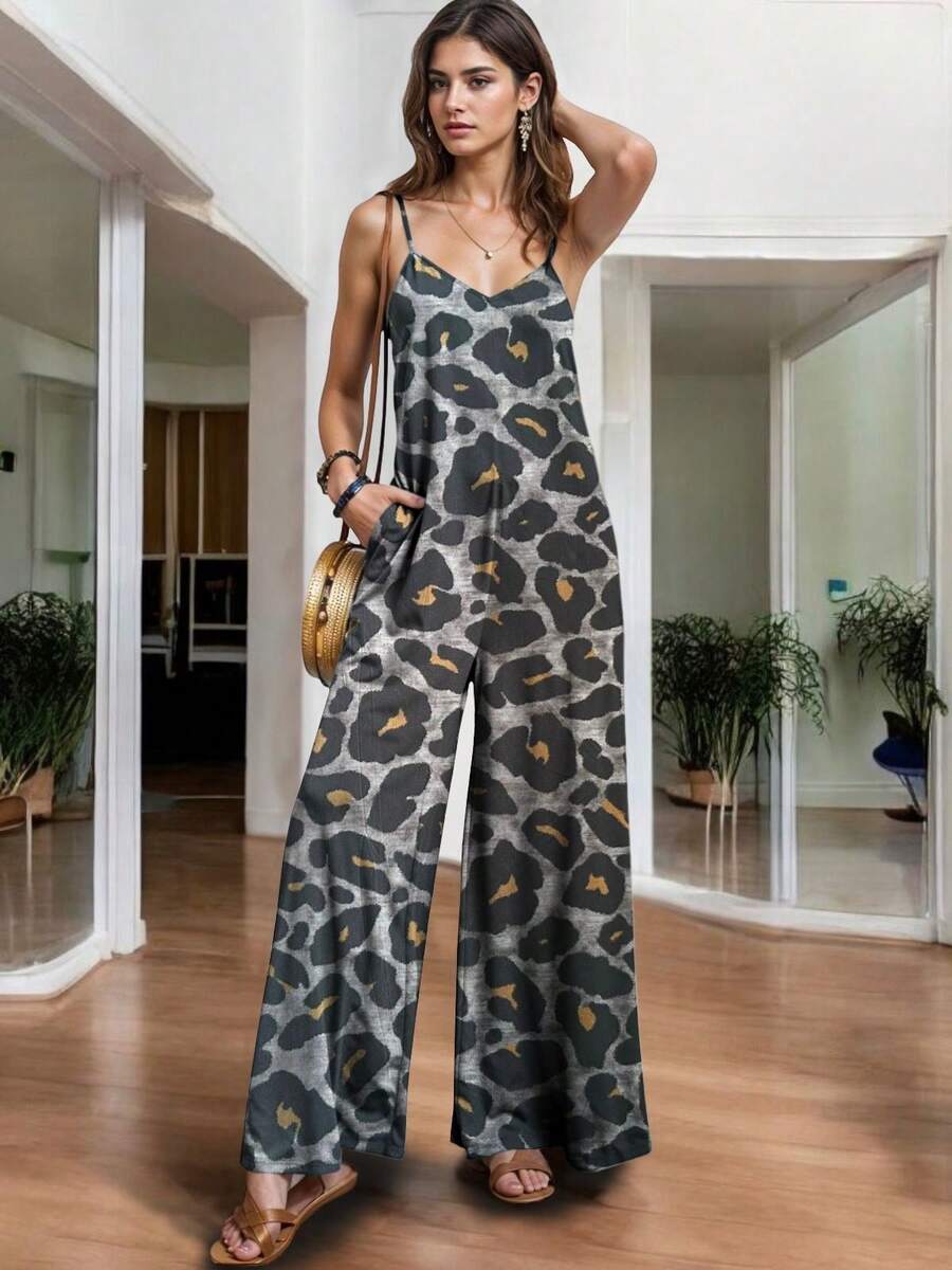 Mono Sexy Tirantes Liso Pata De Elefante Primavera Verano Para Mujer