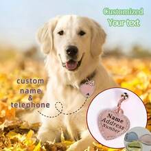 Personalized Heart-Shaped Pet ID Tag, Zinc Alloy Material With Rhinestones And Bell, Dog And Cat Collar Pendant, Engraved Pet Name And Contact Info, Accessory To Prevent Pet Loss, Ideal Pet Gift