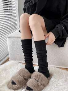 3 Pairs Retro Women Stockings New Fashion Autumn Casual Solid Color Japanese Style Warm Socks For Woman Soft Winter Knee High Socks Long, Y2K