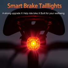 Wind&Moon Światło rowerowe, inteligentne tylne światło rowerowe – automatyczne wykrywanie hamulców z wieloma trybami świecenia, tylne światło do jazdy nocą, akcesoria rowerowe do jazdy sportowej, ultrajasne, wodoodporne, ładowane przez USB - Czarne - Zobacz 2